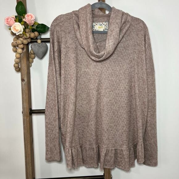 Anthropologie Maeve Addie Ruffled Hacci Pullover Pink Long Sleeve Size X Large - Picture 1 of 7